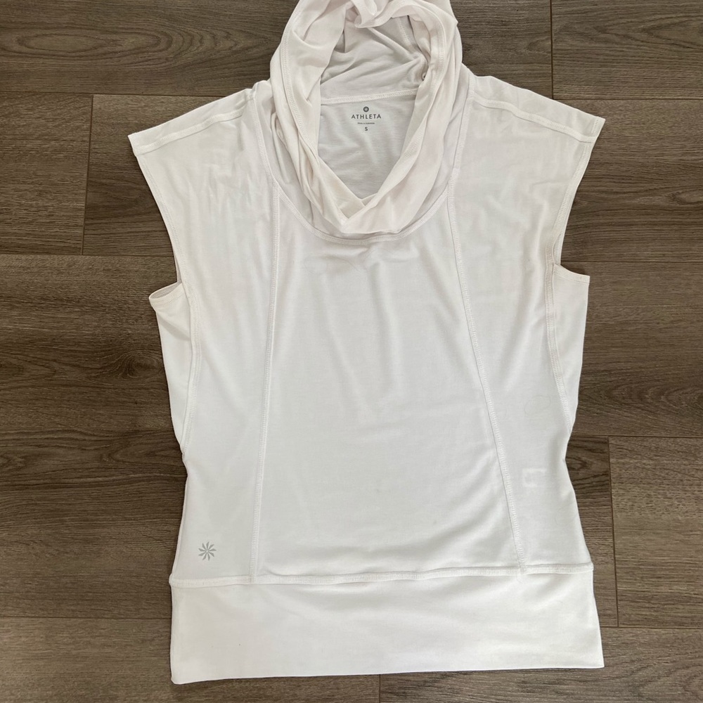 White dri fit material athleta shirt, size small